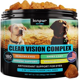 Eye Vitamins for Dogs Dog Vision Supplement for Tear Stains Dog Eye Care Immune Support Vitamin С Carrot Fish Oil Lutein 180 Soft Chews with Duck Flav