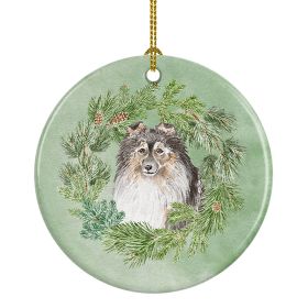 Sheltie/Shetland SheepdogTricolor Smiling #2 Christmas Wreath Ceramic Ornament Christmas Tree Hanging Decorations for Home Christmas Holiday, Party