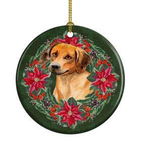 Rhodesian Ridgeback Poinsetta Wreath Ceramic Ornament Christmas Tree Hanging Decorations for Home Christmas Holiday, Party, Gift, 3 in, Multicolor