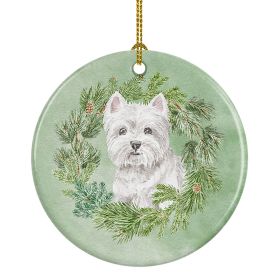 West Highland White Terrier Sitting Pretty Christmas Wreath Ceramic Ornament Christmas Tree Hanging Decorations for Home Christmas Holiday, Party