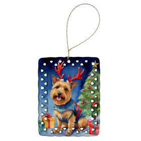 Australian Terrier Christmas Reindeer Porcelain Ornament Christmas Tree Hanging Decorations for Home Christmas Holiday, Rectangle, Gift, Multicolor