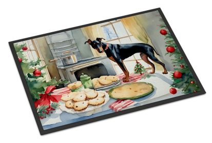 Doberman Pinscher Christmas Cookies Doormat Front Door Mat Indoor Outdoor Rugs for Entryway, Non Slip Washable Low Pile, 24H X 36W