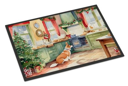 Corgi Christmas Cookies Doormat Front Door Mat Indoor Outdoor Rugs for Entryway, Non Slip Washable Low Pile, 24H X 36W