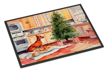 Miniature Pinscher Christmas Cookies Doormat Front Door Mat Indoor Outdoor Rugs for Entryway, Non Slip Washable Low Pile, 24H X 36W