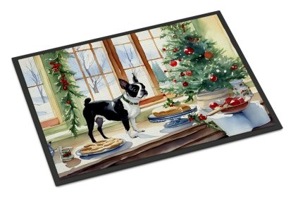 Boston Terrier Christmas Cookies Doormat Front Door Mat Indoor Outdoor Rugs for Entryway, Non Slip Washable Low Pile, 24H X 36W