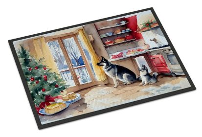 Norwegian Elkhound Christmas Cookies Doormat Front Door Mat Indoor Outdoor Rugs for Entryway, Non Slip Washable Low Pile, 24H X 36W