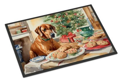 Rhodesian Ridgeback Christmas Cookies Doormat Front Door Mat Indoor Outdoor Rugs for Entryway, Non Slip Washable Low Pile, 24H X 36W