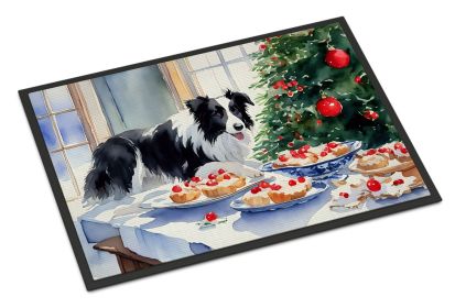 Border Collie Christmas Cookies Doormat Front Door Mat Indoor Outdoor Rugs for Entryway, Non Slip Washable Low Pile, 24H X 36W