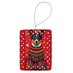 Lancashire Heeler Holiday Christmas Porcelain Ornament Christmas Tree Hanging Decorations for Home Christmas Holiday, Rectangle, Gift, Multicolor