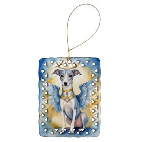 Whippet My Angel Porcelain Ornament Christmas Tree Hanging Decorations for Home Christmas Holiday, Rectangle, Gift, Multicolor