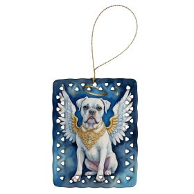 White Boxer My Angel Porcelain Ornament Christmas Tree Hanging Decorations for Home Christmas Holiday, Rectangle, Gift, Multicolor