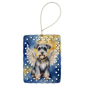 Schnauzer My Angel Porcelain Ornament Christmas Tree Hanging Decorations for Home Christmas Holiday, Rectangle, Gift, Multicolor