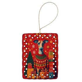 Greyhound Holiday Christmas Porcelain Ornament Christmas Tree Hanging Decorations for Home Christmas Holiday, Rectangle, Gift, Multicolor