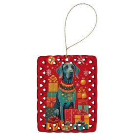 Weimaraner Holiday Christmas Porcelain Ornament Christmas Tree Hanging Decorations for Home Christmas Holiday, Rectangle, Gift, Multicolor