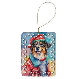 Australian Shepherd Christmas Porcelain Ornament Christmas Tree Hanging Decorations for Home Christmas Holiday, Rectangle, Gift, Multicolor