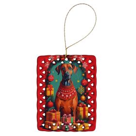 Rhodesian Ridgeback Holiday Christmas Porcelain Ornament Christmas Tree Hanging Decorations for Home Christmas Holiday, Rectangle, Gift, Multicolor