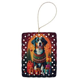 Appenzeller Sennenhund Holiday Christmas Porcelain Ornament Christmas Tree Hanging Decorations for Home Christmas Holiday, Rectangle, Gift, Multicolor