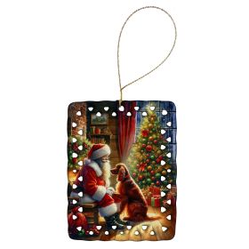 Irish Setter and Santa Claus Porcelain Ornament Christmas Tree Hanging Decorations for Home Christmas Holiday, Rectangle, Gift, Multicolor