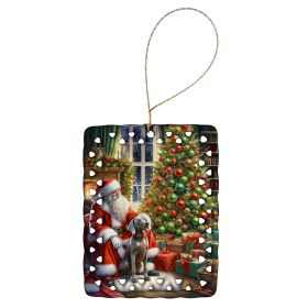 Weimaraner and Santa Claus Porcelain Ornament Christmas Tree Hanging Decorations for Home Christmas Holiday, Rectangle, Gift, Multicolor