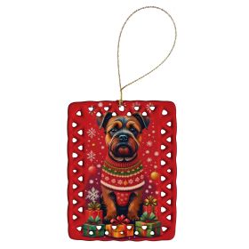 Border Terrier Holiday Christmas Porcelain Ornament Christmas Tree Hanging Decorations for Home Christmas Holiday, Rectangle, Gift, Multicolor