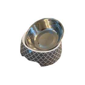 Cutie Ties Dog Bowl (Color: Modern Gray, size: medium)