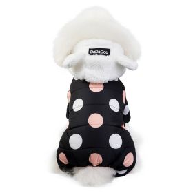 Warm big polka dot four-leg cotton coat (Option: Black-L)