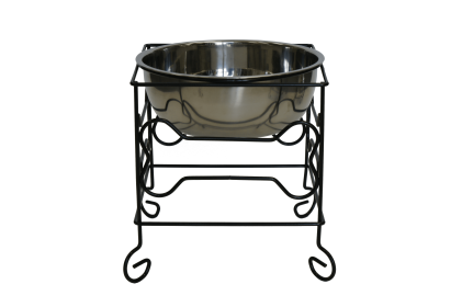 YML Wrought Iron Stand with Single Stainless Steel Feeder Bowl (size: large)