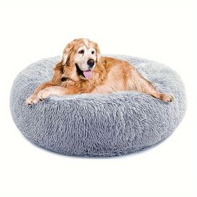 Non-Slip Dog Or Cat Beds Multiple Sizes, Calming Pet Beds For Indoor Cat Kennel Bed Pet Sofa, Round Cushion Cuddler Puppy Sofa, Machine Washable (Option: Lightgray100cm)