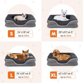 Memory Foam Pet Bed For Small Dogs & Cats With Washable Removable Cover Non-Slip Base Waterproof Liner (Option: Grey M)