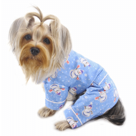 Snowman & Snowflake Flannel Pajamas with 2 Pockets (Color: Light Blue, size: L)