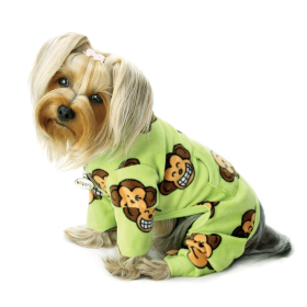 Silly Monkey Fleece Turtleneck Pajamas (Color: LIME, size: S)