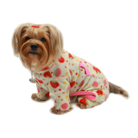 Yummy Strawberry Fleece Turtleneck Pajamas (Color: Yellow, size: L)