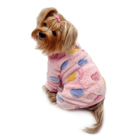 Ultra Plush Colorful Hearts Turtleneck Pajamas (Color: Pink, size: S)