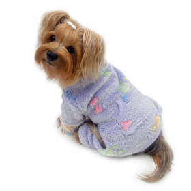 Ultra Plush Colorful Bones/Paws Turtleneck Pajamas (Color: purple, size: XL)