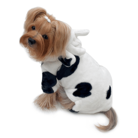 Ultra Plush Moo Cow Hooded Pajamas (Color: White, size: L)