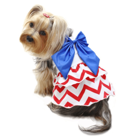 Patriotic Red/White/Blue Large Bow Sundress (Color: Red/White/Blue, size: S)