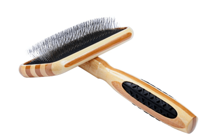 Bass Brushes- De-matting Pet Brush Slicker Style (Color: Striped Bamboo1, size: medium)