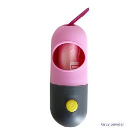 Led Light Pet Waste Bag Dispenser For Dogs Cats Dog Poop Scooper Bags Waste Bags Holder Dispensers Pet Clean Accessories (Option: Pink Gray-No Garbage Bag)