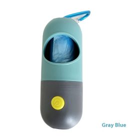 Led Light Pet Waste Bag Dispenser For Dogs Cats Dog Poop Scooper Bags Waste Bags Holder Dispensers Pet Clean Accessories (Option: Blue Gray-No Garbage Bag)