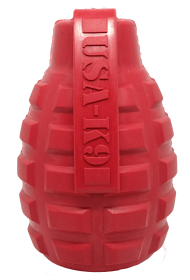 USA-K9 Grenade Durable Rubber Chew Toy & Treat Dispenser (Color: Red, size: large)