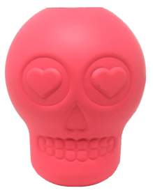 MKB Sugar Skull Durable Rubber Chew Toy & Treat Dispenser (Color: Pink, size: large)