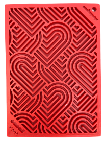 Heart Design "Love" eMat Enrichment Lick Mat (Color: Red, size: small)