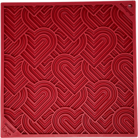 Heart Design "Love" eMat Enrichment Lick Mat (Color: Red, size: large)