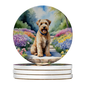 Silky Terrier Spring Path Large Sandstone Coasters Pack Of 4 Absorbent Round Coasters Decor Gifts For Men Or Women, 4 In, Multicolor (Option: Style7)