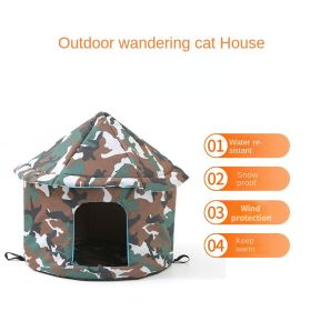 Stray cat and dog removable and Waterproof house; The best gift for a stray cat and dog; pet cage; removable and washable tent (colour: L code, size: Round pit black paw print)