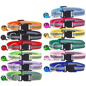 Nylon Collar Reflective With Small Bell For Dog & Cat; Dog Collar; Adjustable dog collar (Color: Black, size: Adjustment)