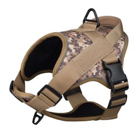 Dog Harness; large dog training tactical chest strap; K9 pet chest strap; vest type reflective dog rope; explosion-proof impulse traction (Specification (L * W): S, colour: yellow)