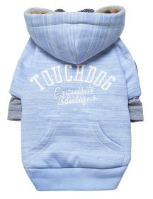 Touchdog Hampton Beach Designer Ultra Soft Sand-Blasted Cotton Pet Dog Hoodie Sweater (Color: Blue, size: X-Small)