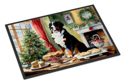 Bernese Mountain Dog Christmas Cookies Doormat Front Door Mat Indoor Outdoor Rugs for Entryway, Non Slip Washable Low Pile, 24H X 36W (Default: Default)