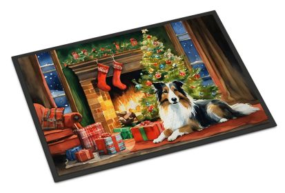 Sheltie Cozy Christmas Doormat Front Door Mat Indoor Outdoor Rugs for Entryway, Non Slip Washable Low Pile, 24H X 36W (Default: Default)